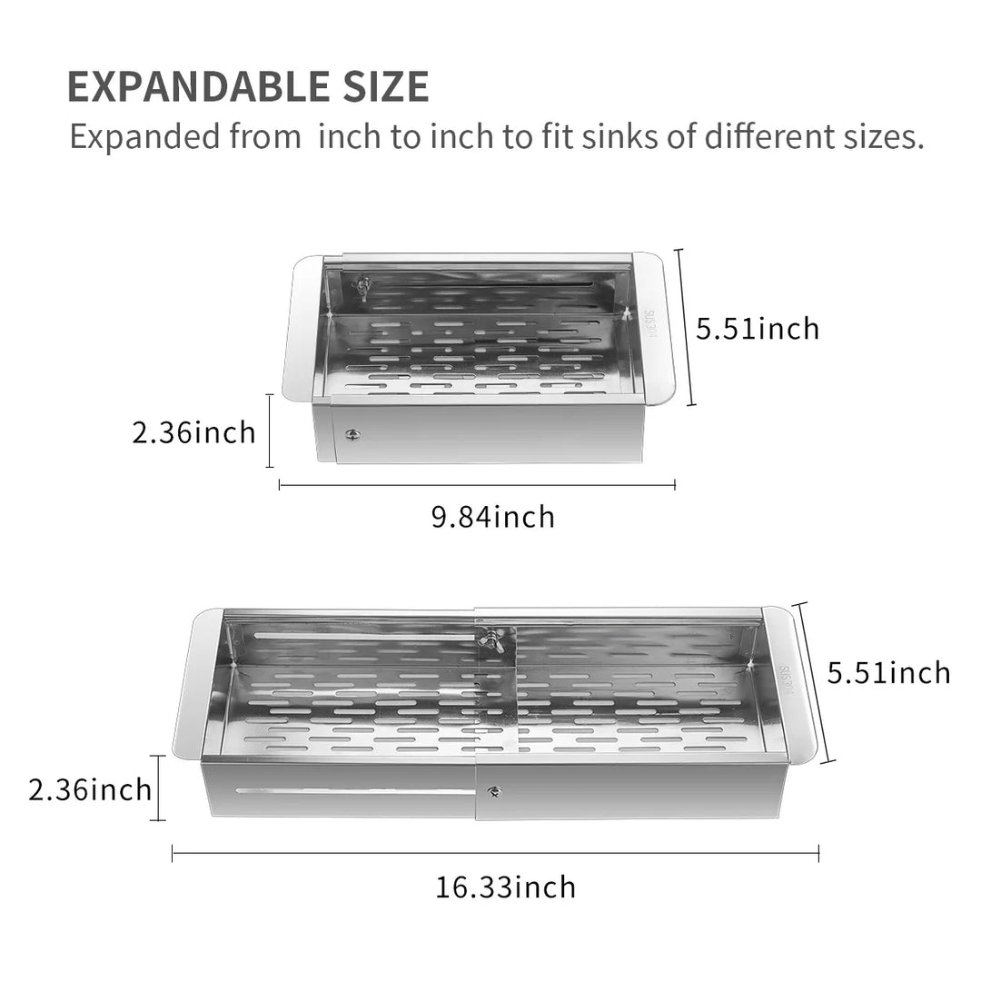 Lisslune | Retractable Over Sink Stainless Steel Vegetable Drain Basket