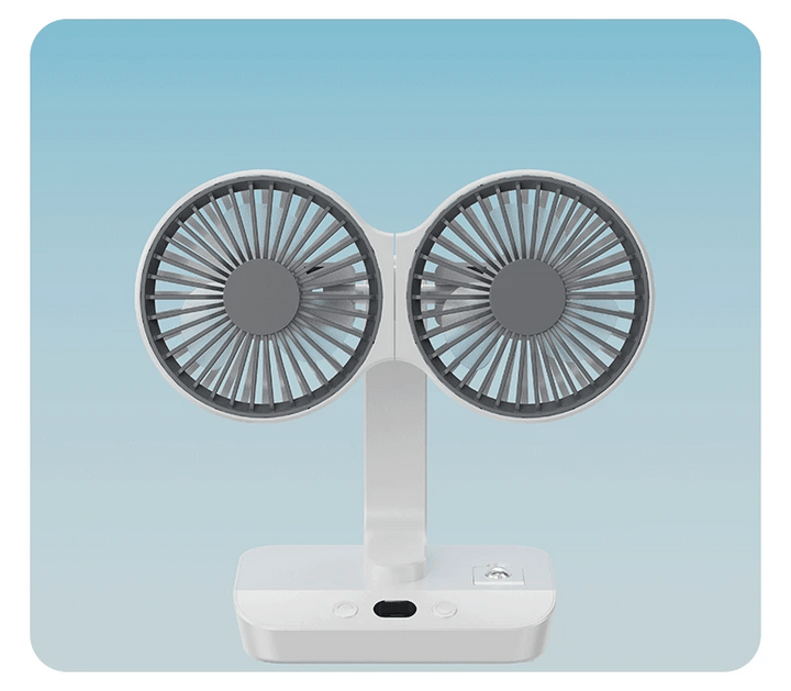 Lisslune | Adjustable Double-Head Portable Table Fan Night Lamp