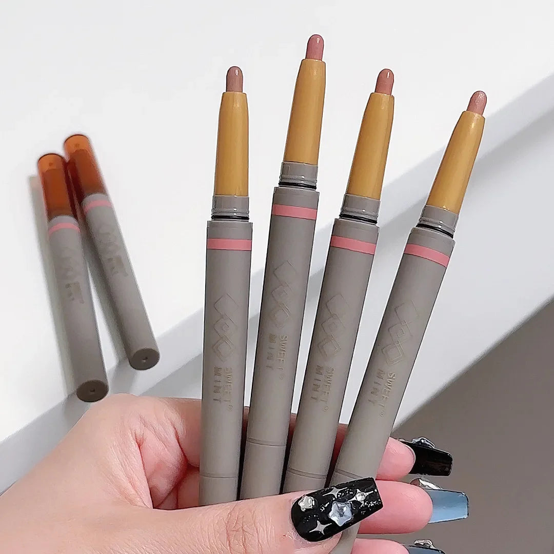 Rynx | Double-sided silky matte eyeshadow pencil Rose Brown Glitter Nude eyeshadow pencil with eyeshadow halo color brush 2 in 1