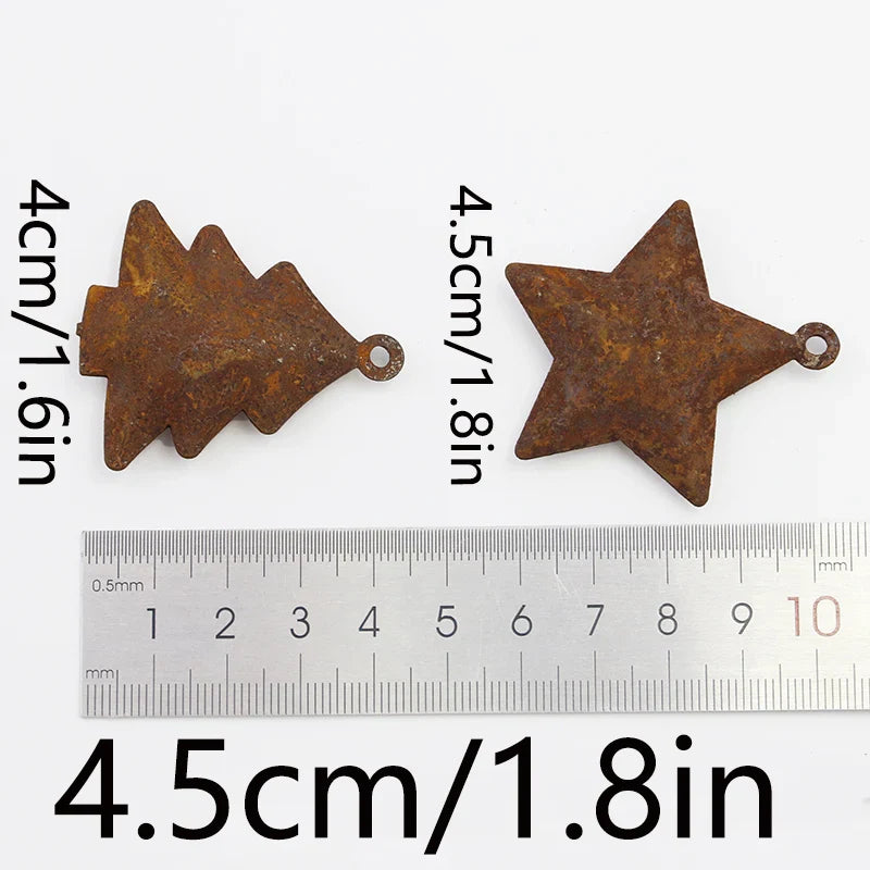 Rynx | (5 pieces/pack) 4.5 cm Retro Rusty Christmas Bells Decoration Star Horn Bell New Year Festival Decoration Pendant DIY