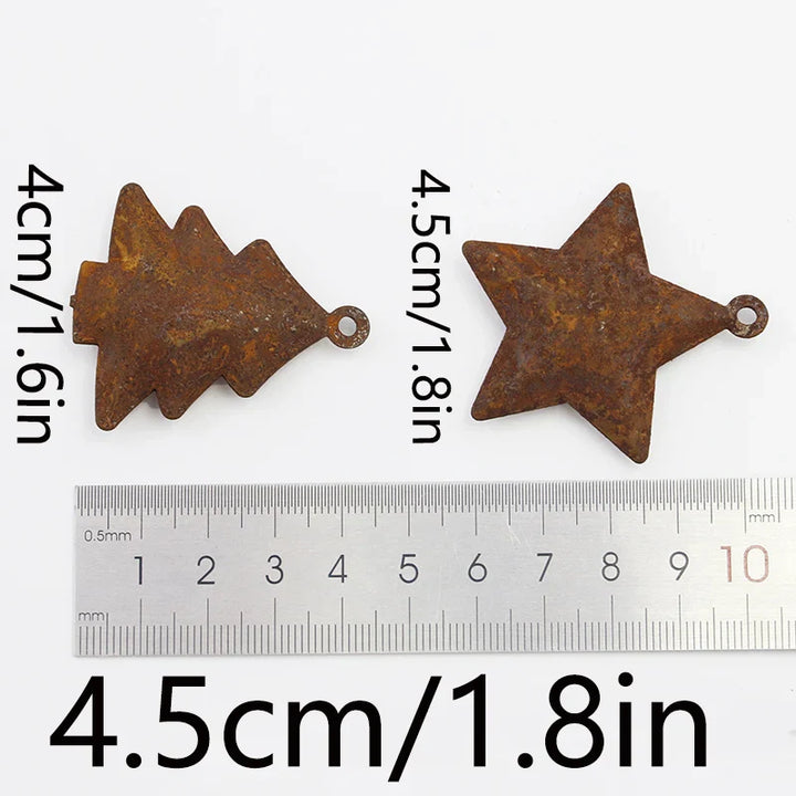 Rynx | (5 pieces/pack) 4.5 cm Retro Rusty Christmas Bells Decoration Star Horn Bell New Year Festival Decoration Pendant DIY