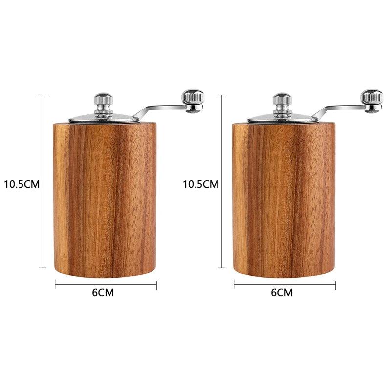 Lisslune | Elegant manual spice mill set made of acacia wood with adjustable grind settings for culinary excellence