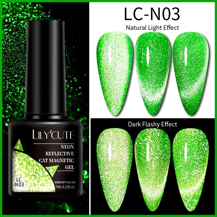 Rynx |7ML Snowlight Cat Magnetic Gel Nail Polish Grow-In-Dark Reflection Glitter Laser Semi-Permanent Soak Off UV Gel Nail Polish