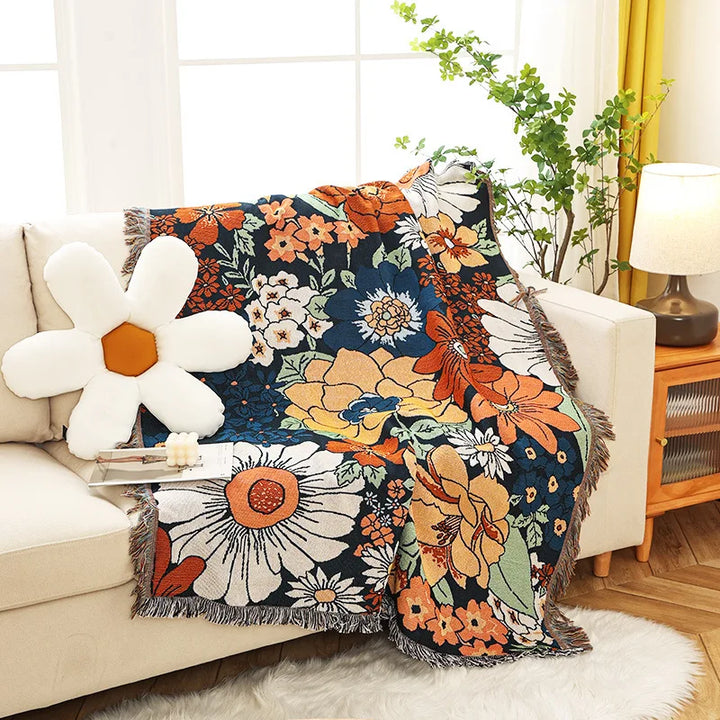 Rynx | Textile City Ins Galsang Flowers Throw Blanket American Style Country House Decoration Sofa Cloth Outdoor Camping Leisure Mat