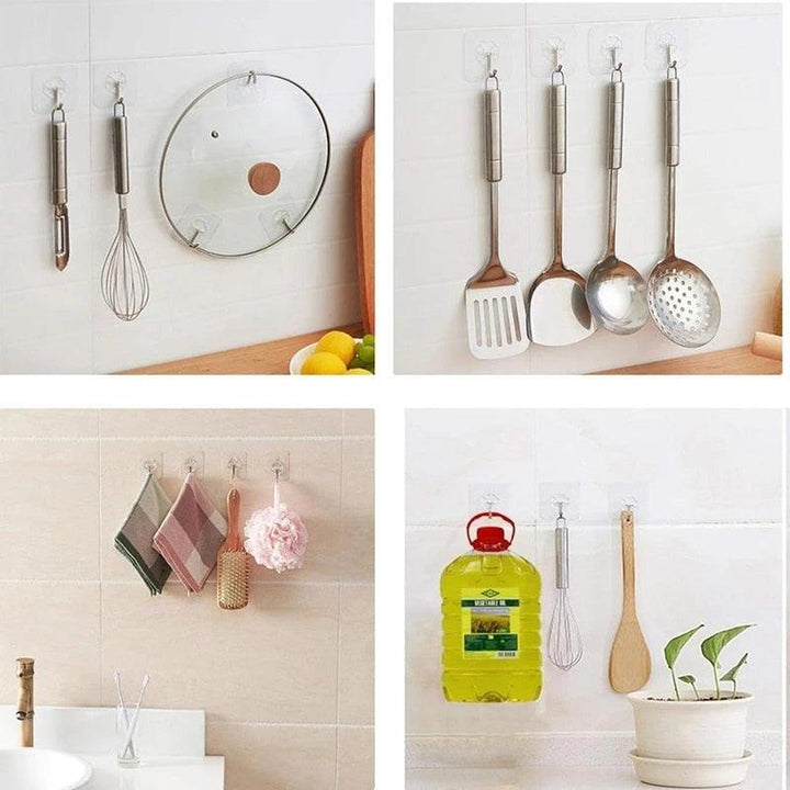 Lisslune | Transparent self-adhesive hooks set: 10 durable and space-saving solutions
