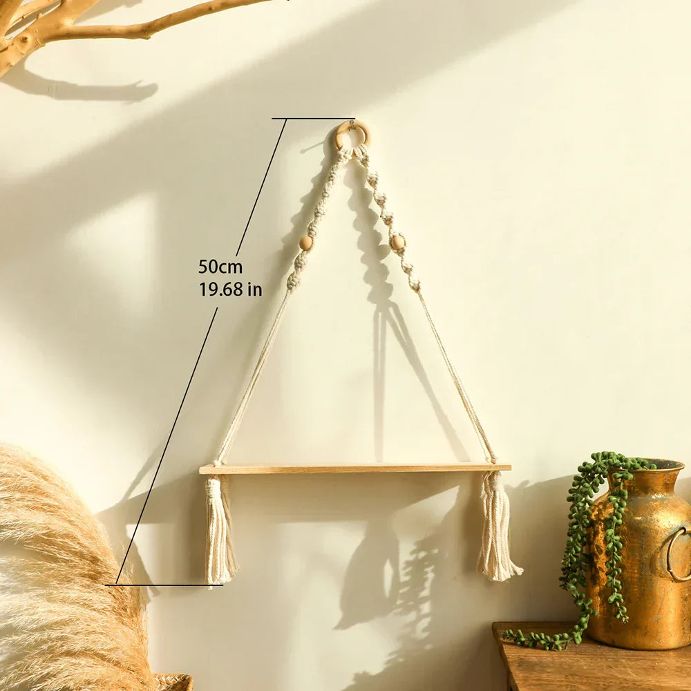 Lisslune | Wall shelf – Wood – Hanging shelves – Boho home decoration – Room decoration