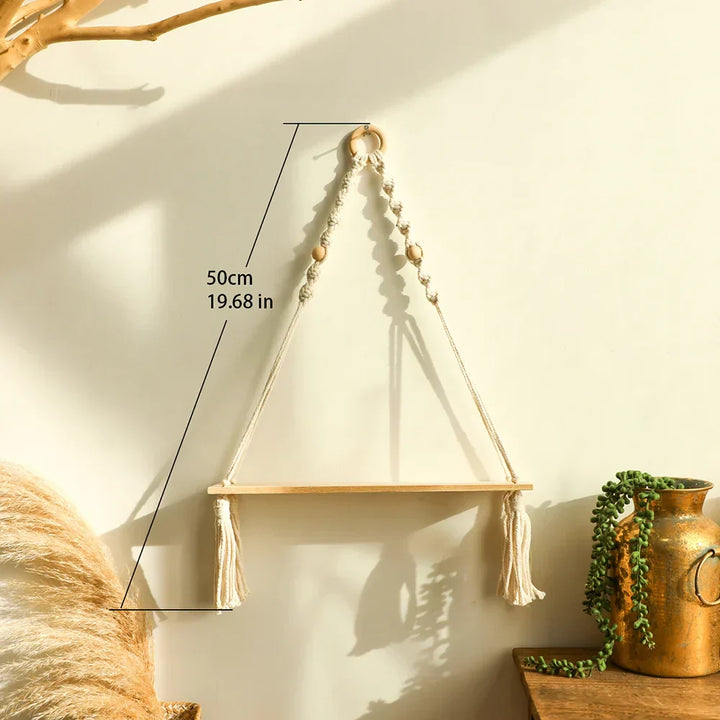 Lisslune | Wall shelf – Wood – Hanging shelves – Boho home decoration – Room decoration