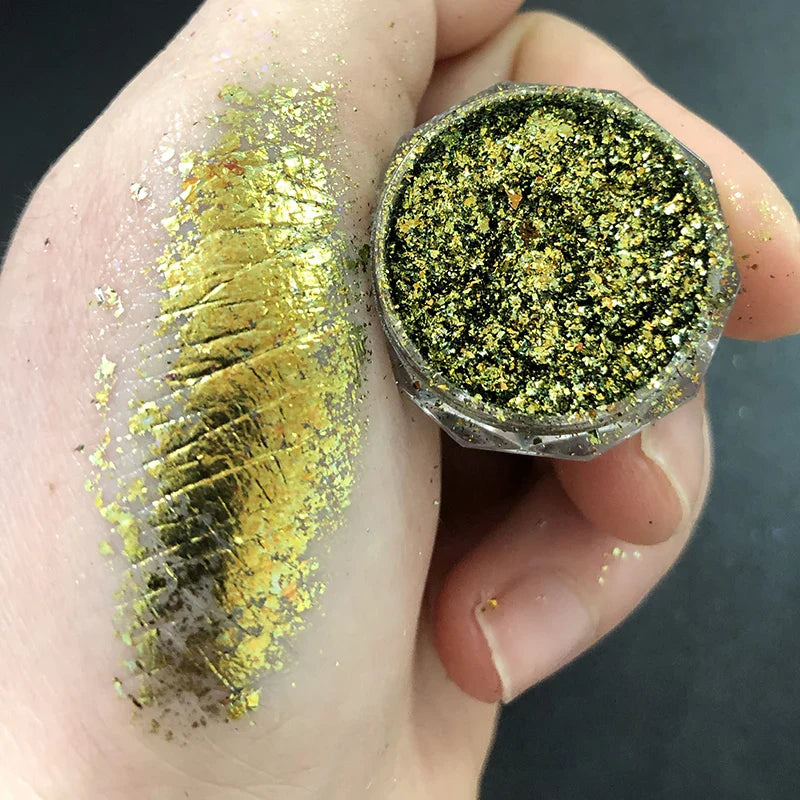Rynx | 1 Glass Chameleon Nail Flakes Irregular Aluminum Foil UV Gel Polish Nail Sequins Paillettes Manicure Art Decoration Glitter Powder