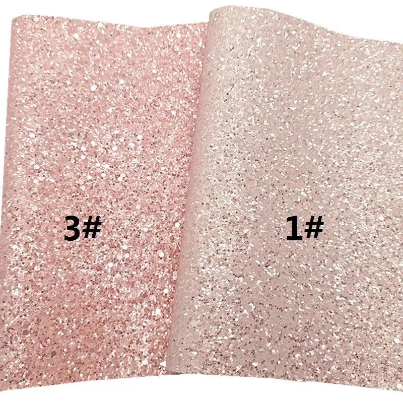 Lisslune | Sparkling Pink Chunky Glitter Synthetic Leather Craft Sheets - Essential for DIY Creators