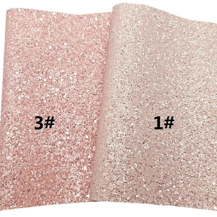 Lisslune | Sparkling Pink Chunky Glitter Synthetic Leather Craft Sheets - Essential for DIY Creators