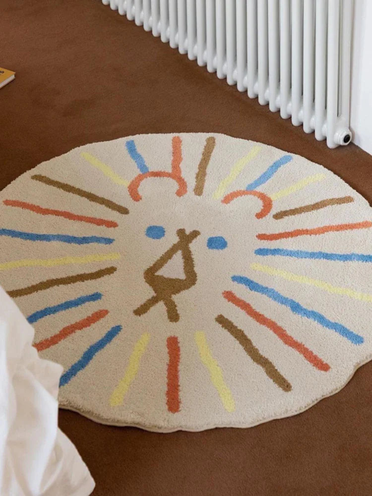 Rynx | Creative Funny Lion Living Room Large Rug Round Comfortable Soft Bedroom Nightstand Rug Non-Slip Children's Room Rugs Carpet