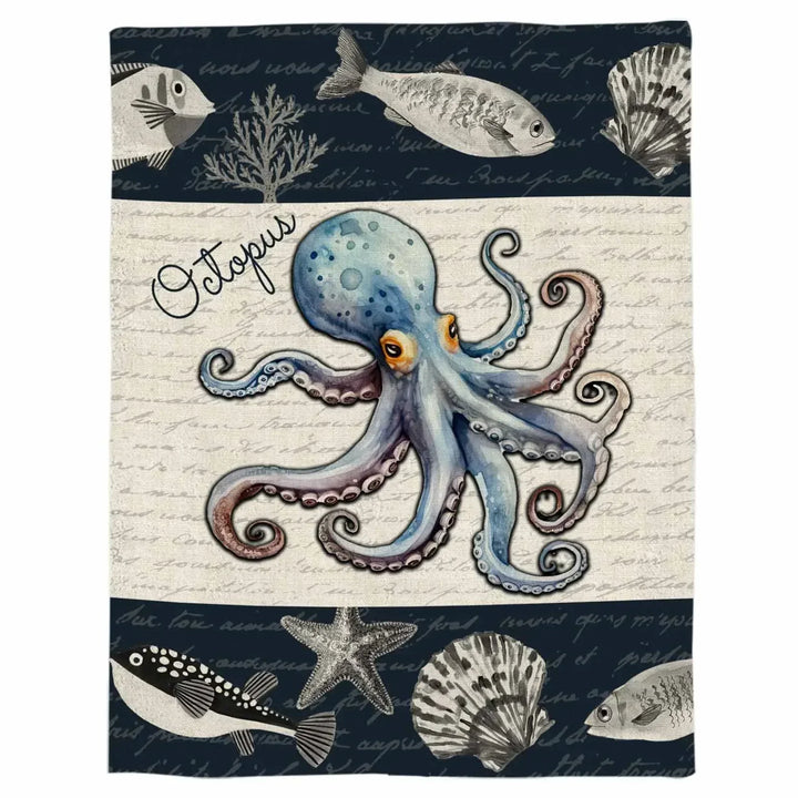 Lisslune | Octopus Shell Starfish Throw Blanket