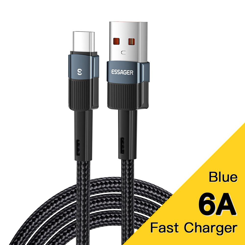 Lisslune | Essager 6A USB-C charging cable - Fast data transfer & fast power supply for Huawei P40 Pro, Samsung S21 Ultra, Poco - 66W fast charger