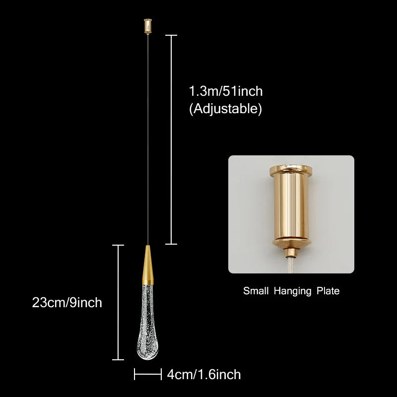 Lisslune | Crystal LED Pendant Lights: Perfect for Bedrooms, Dining Rooms, Bar - Water Droplet Chandelier, Stair Lamp for Interior Decoration