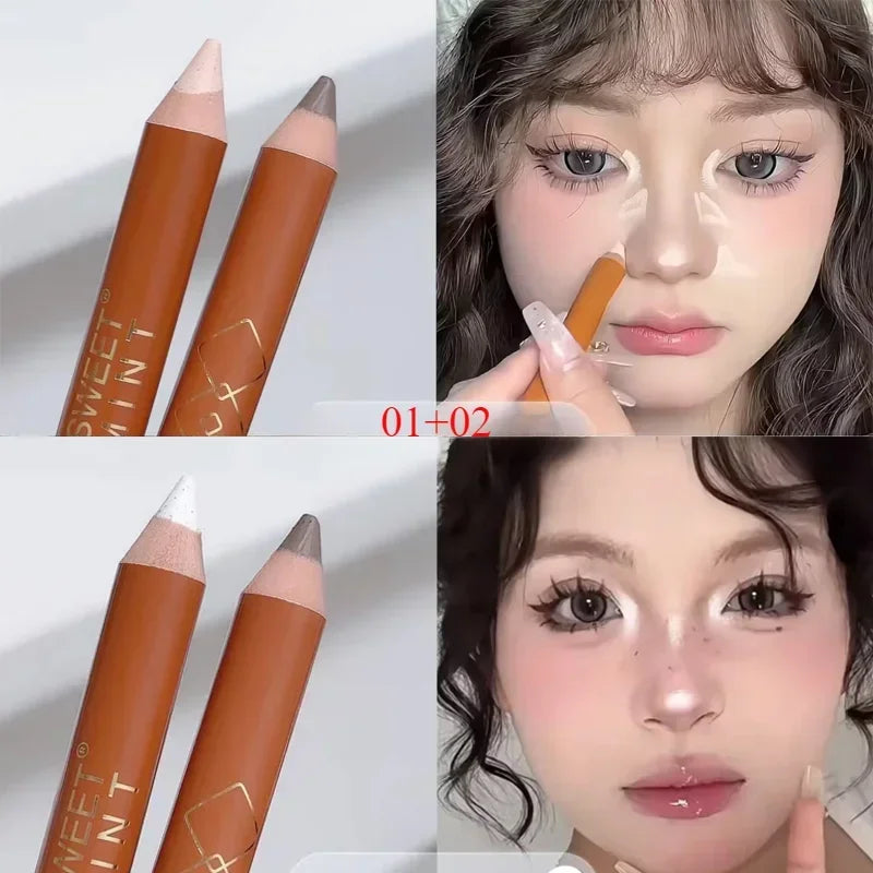 Rynx | Double Head Face Contour Pencil Matt White Highlighting Contour Pencil Brightening Skin Tone Concealer Pencil Face Bronzer Makeup