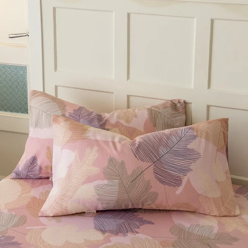 Rynx | 100% Cotton Thickened Pillowcase 48cm*74cm 2 Pieces Beauty Floral Print Pillowcase for Bedroom