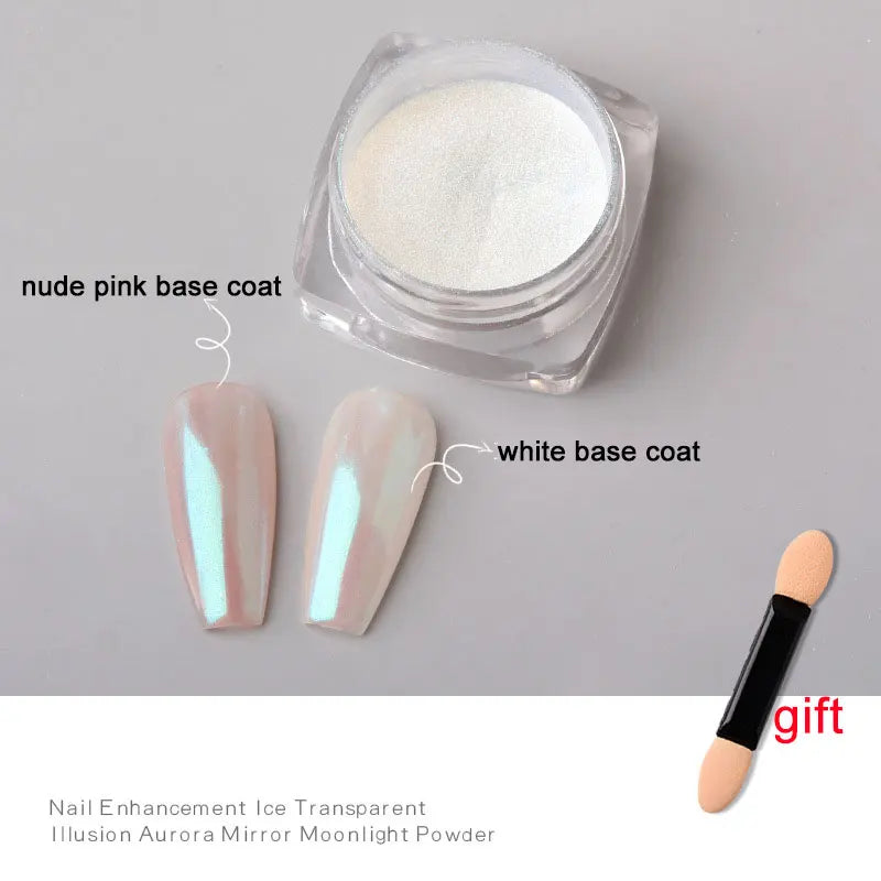 Rynx | 1jar Plating Aurora Chrome Nail Powder High Gloss Moonlight Mirror Fine Glitter Pigment Aurora Pearl Rub Dust Chrome Nails
