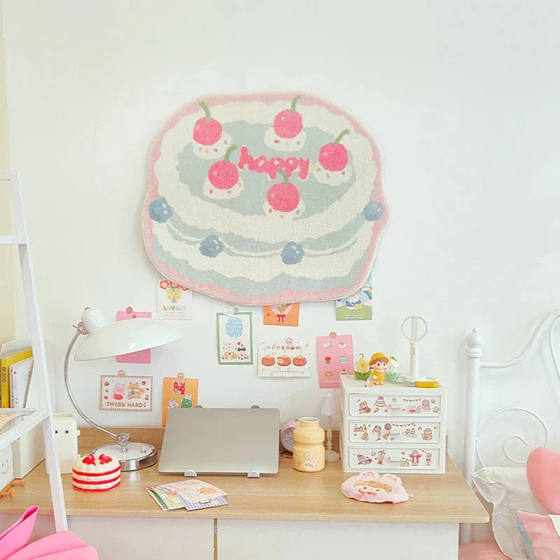 Rynx | Cute Plush Bedroom Rug IG Fashion Girls Elegant Living Room Rugs Modern Cartoon Minimalist Sweet Rug Doormat Kawaii IG Home Decor