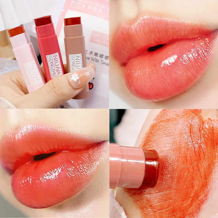 Rynx | Tinted Moisturizing Lipstick Waterproof Mirror Jelly Cherry Red Lip Lacquer Long-lasting Non-Sticky Cup Clear Solid Lip Gloss Cosmetics
