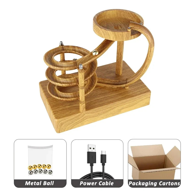 Lisslune | Wooden Perpetual Spiral Motion Kinetic Ball Roller Science Toy