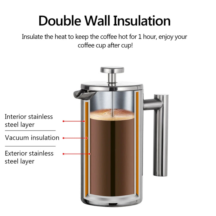 Lisslune | Stainless Steel French Press Coffee Maker