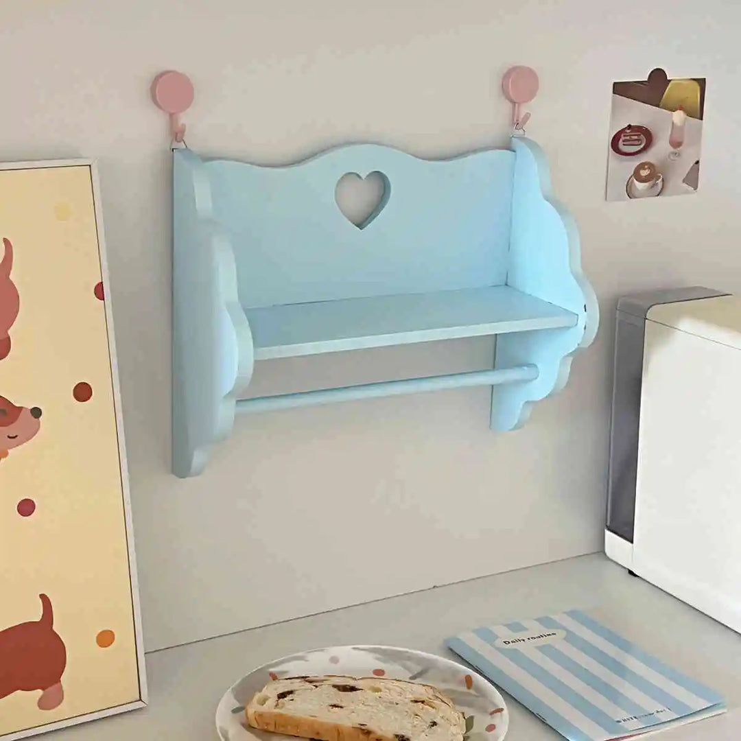 Rynx | Wood Double Layer Storage Shelf Desktop Cabinet Cosmetic Storage Pink Dormitory Storage Guide Display Shelf Wall Decoration