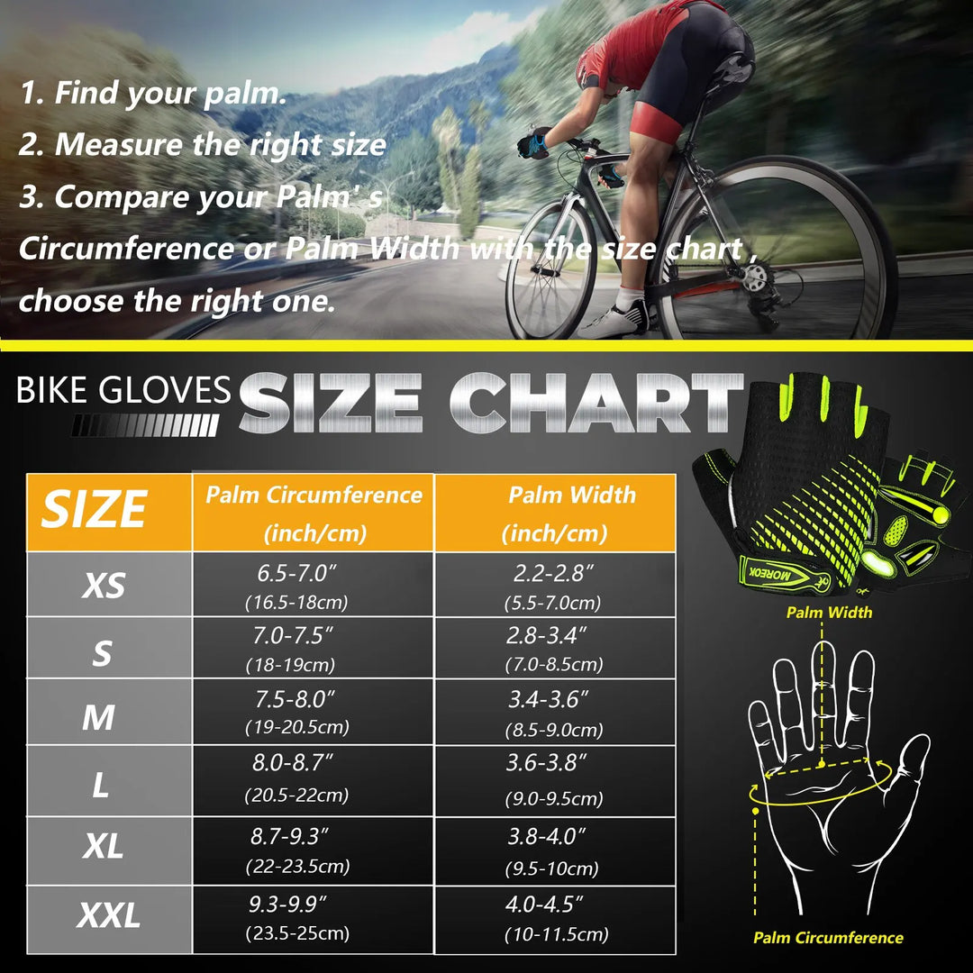 Lisslune | RideEase Half Finger Cycling Gloves – Shock Absorbing, Breathable & Anti-Slip Gloves