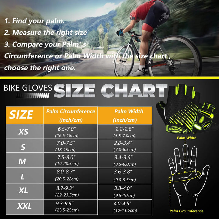 Lisslune | RideEase Half Finger Cycling Gloves – Shock Absorbing, Breathable & Anti-Slip Gloves