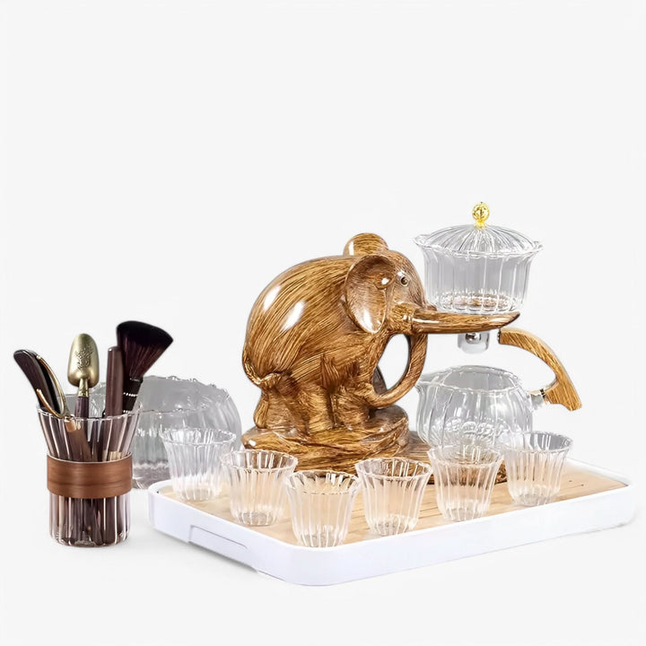 Lisslune | Elephant Glass Tea Set with Heat-Resistant Pot