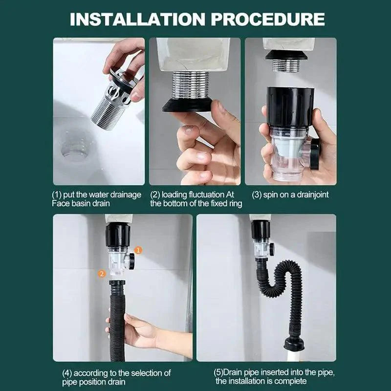 Lisslune | Premium Clog-Free Stainless Steel Sink Drain Set - Enhance Your Home Experience