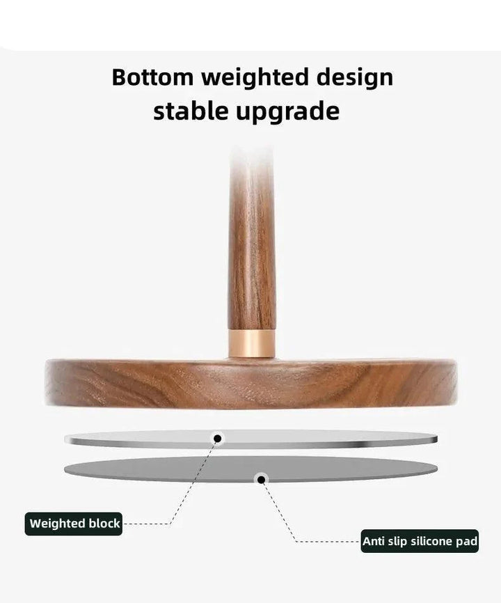 Lisslune | Elegant Walnut and Copper Earphone Holder - Stylish Organizer for a Refined Workspace