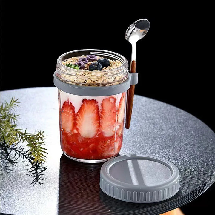 Lisslune | Multifunctional Portable Breakfast Cup with Lid and Spoon - Perfect for Oatmeal, Cereal, Nuts, Yogurt, Salad, and More! Heat-Resistant Tumbler for Juice and Milk On-the-Go