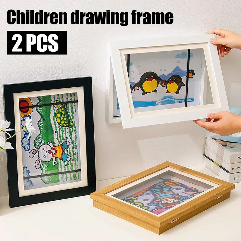 Lisslune | Magnetic Wooden Kids Easy Open Art Frame