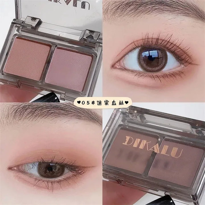 Rynx | 2 Colors Smoky Blue Eyeshadow Palette Matte Pearl Gray Pink Low Saturation Eyeshadow Palette Eye Pigments Long-lasting Korea Makeup