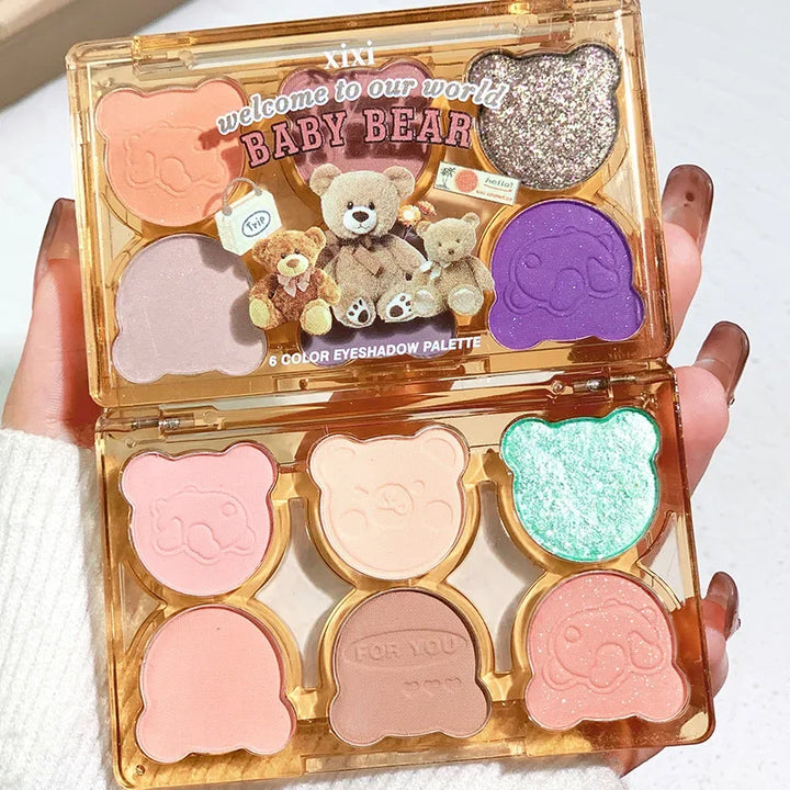 Rynx | 6 Colors Eyeshadow Palette Iris Purple Glitter Pearlescent Eyeshadow Palette Fashion Korean Shimmering Eyeshadow Charming Eye Makeup