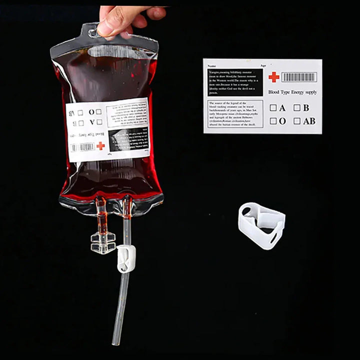 Rynx | 350ml Halloween Blood Bag for Drinks, Blood Bag of Vampires, Energy Drink Bag, Drinkable Blood Bags, Halloween Creepy Props