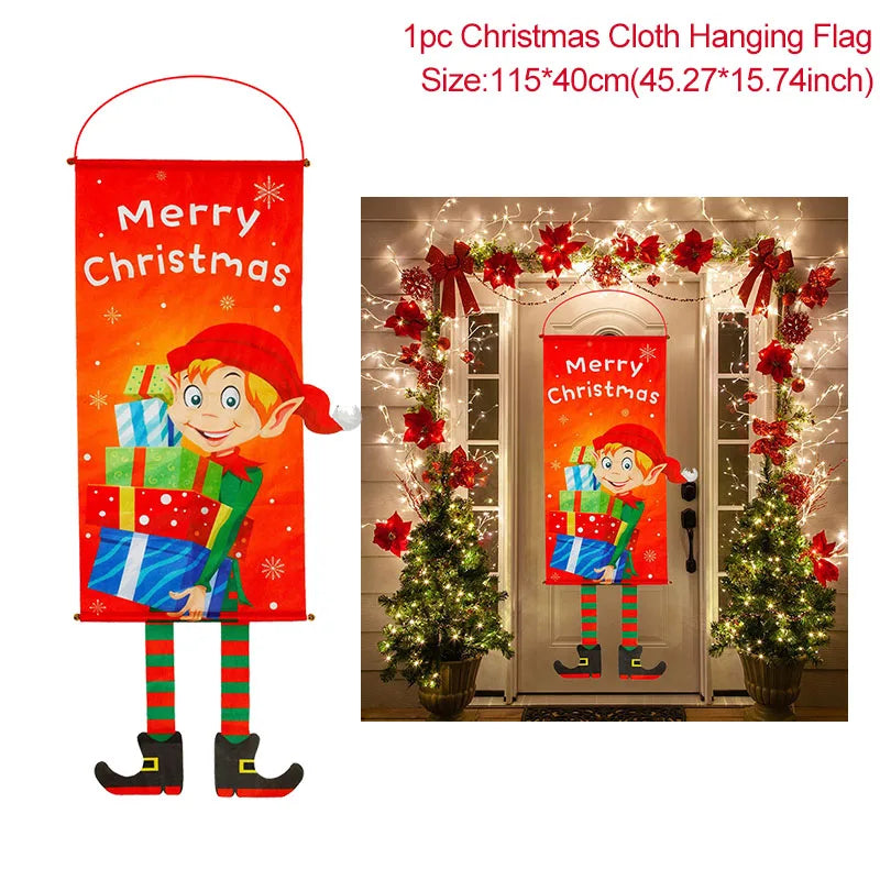 Rynx Merry Christmas Door Banner Hanging Decoration Christmas Decoration for Home Xmas Navidad Happy New Year