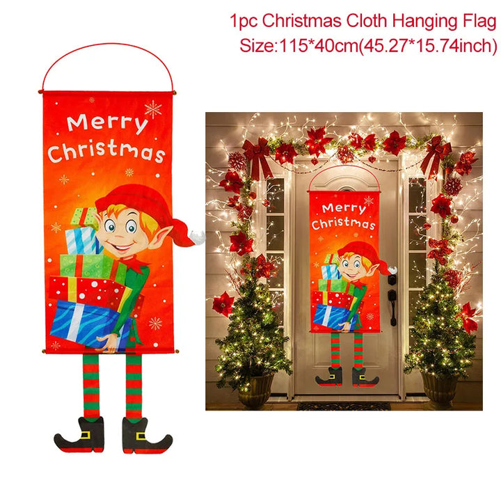Rynx Merry Christmas Door Banner Hanging Decoration Christmas Decoration for Home Xmas Navidad Happy New Year