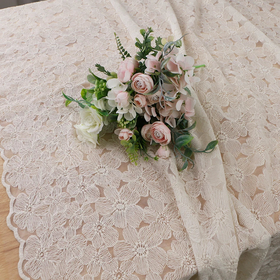Rynx lace embroidered tablecloth, the white embroidered tablecloth, decorative table cover, for coffee tables
