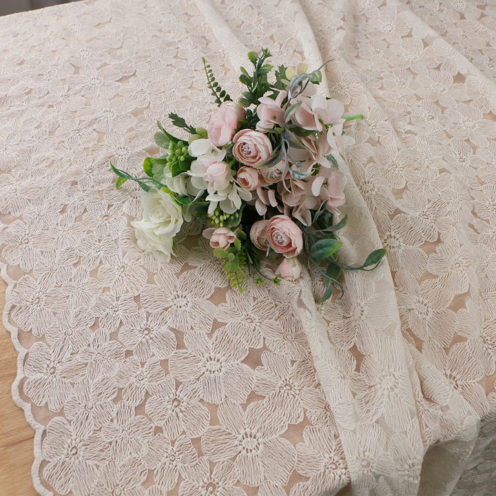 Rynx lace embroidered tablecloth, the white embroidered tablecloth, decorative table cover, for coffee tables