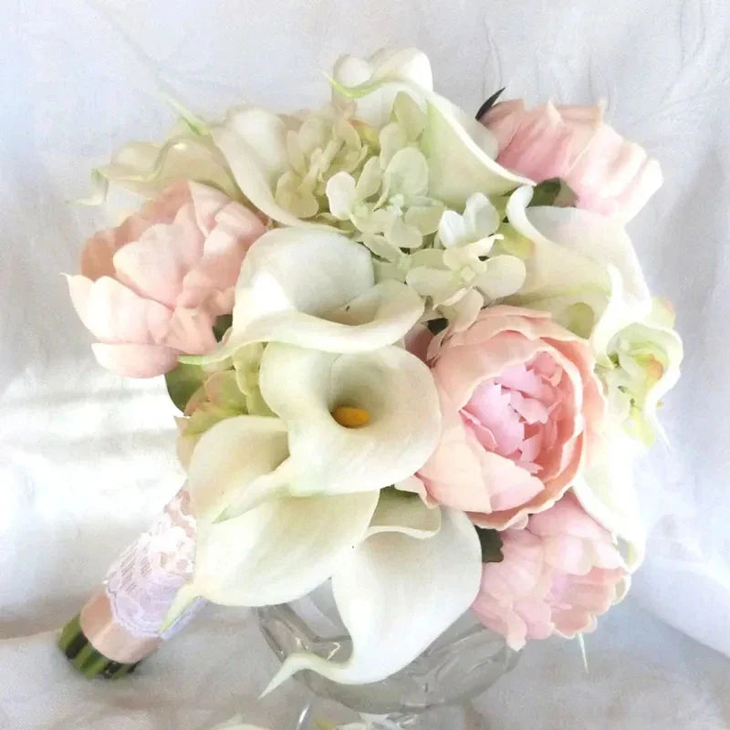 Rynx 5/10pcs Real Touch Calla Lily Artificial Flowers White Wedding Bouquet Bridal Party Home Flower Decoration Artificial Flowers