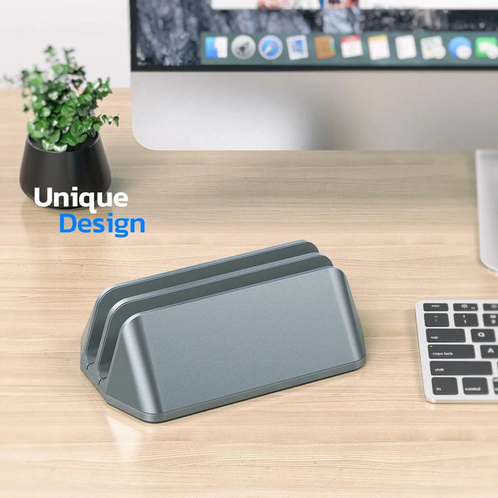 Lisslune | Adjustable Aluminum Vertical Laptop Stand for Improved Workspace Organization - Compatible with Devices up to 17.3"