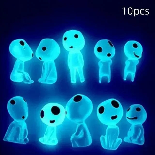 Lisslune | Luminous Kodama Elf Ornaments - 10Pcs Glow-in-the-Dark Miniature Figures for Fish Gardens and Garden Decoration