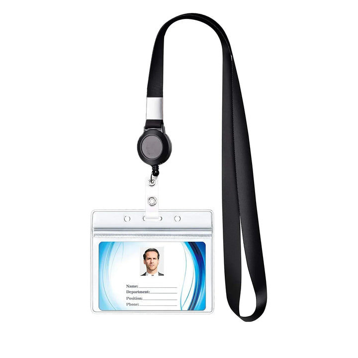 Lisslune | Retractable badge holder with card case for ID and keys