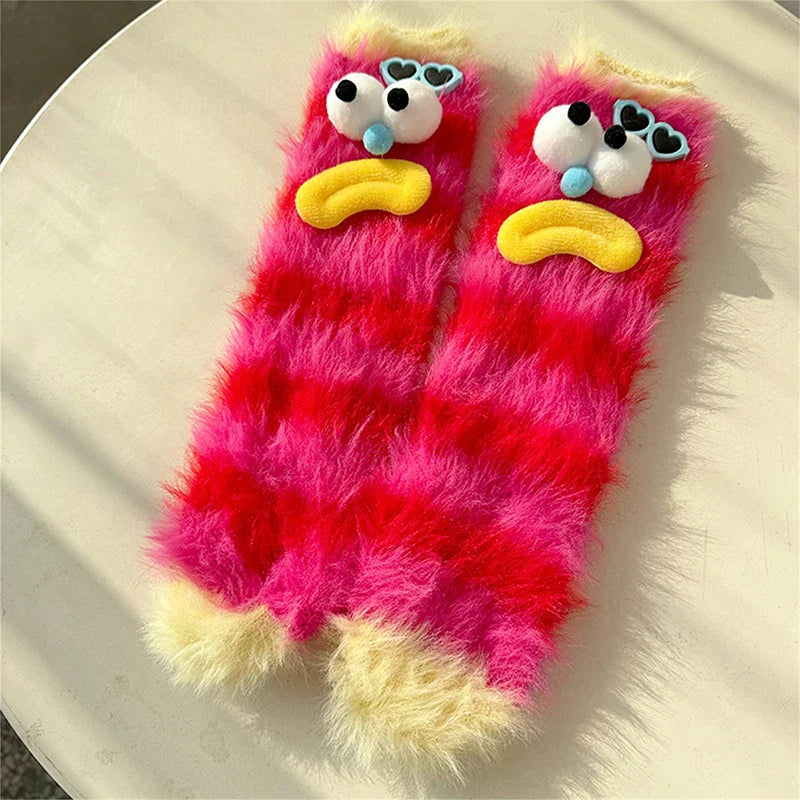 Lisslune | Fluffy Cartoon Women's Socks with Face