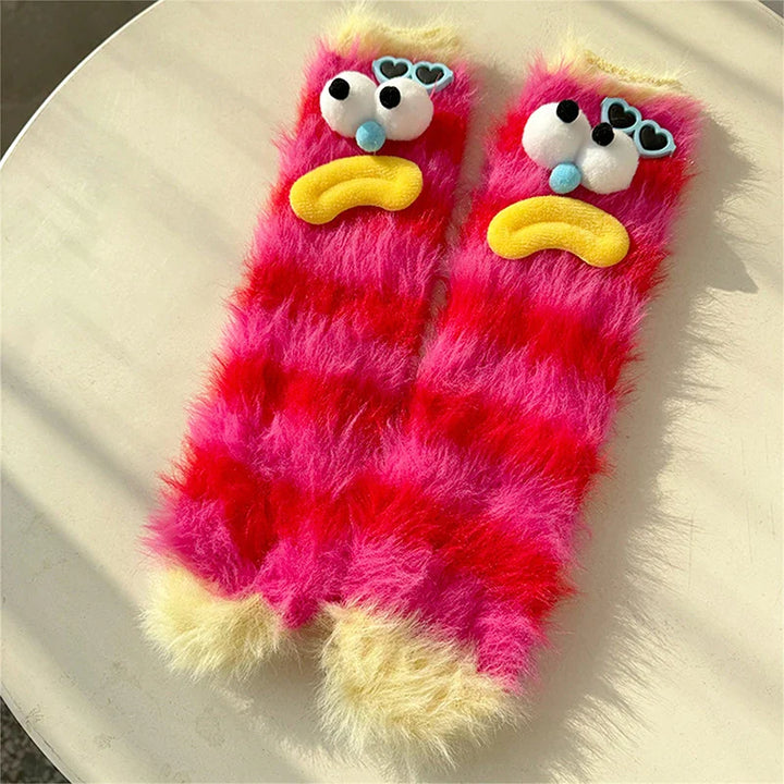 Lisslune | Fluffy Cartoon Women's Socks with Face