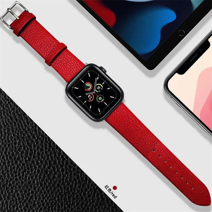 Lisslune | Crimson Glitter Leather Apple Watch Band - Luxe Sparkle Strap