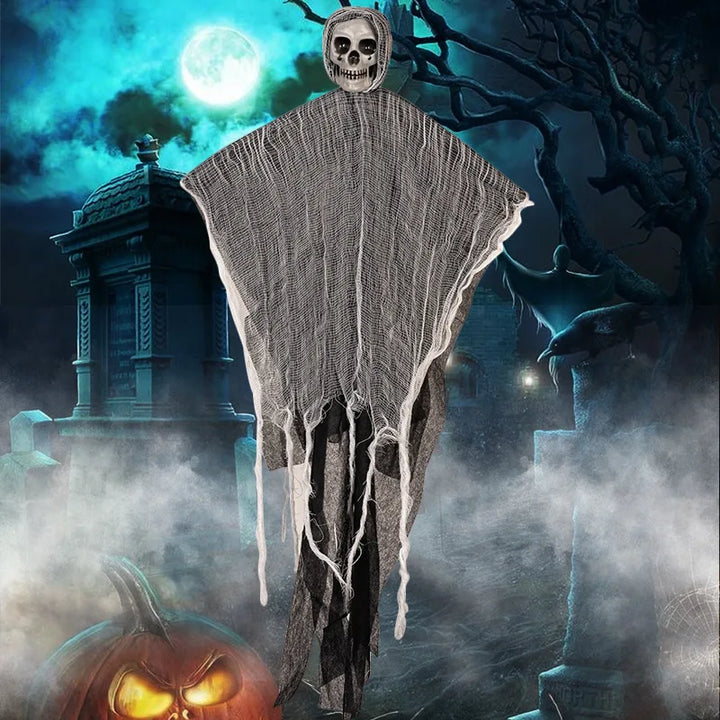 Rynx | 1Set Halloween Decorative Hanging Ghost Skull Skeleton Gauze Ghostly Home Party Horror Props Hanger House Garden Party Hanging