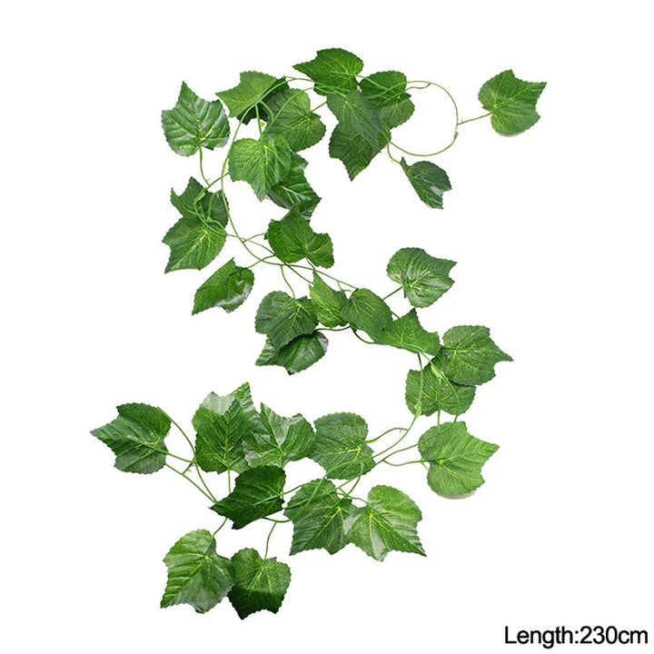 Rynx 1Pc 230cm Green Vine Silk Artificial Ivy Hanging Leaf Garland Plants Plastic Rattan String Home Wall Garden Decoration Wedding