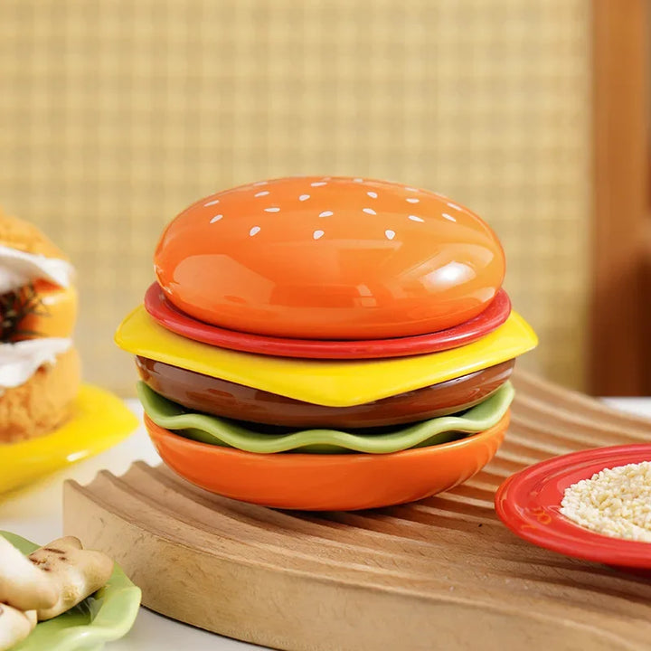 Lisslune | Mini Stacked Hamburger Ceramic Plate Set